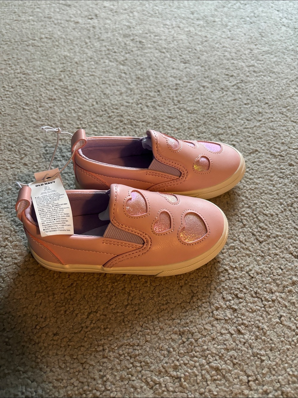 Old Navy Pink Heart Slip-On Sneakers for Kids